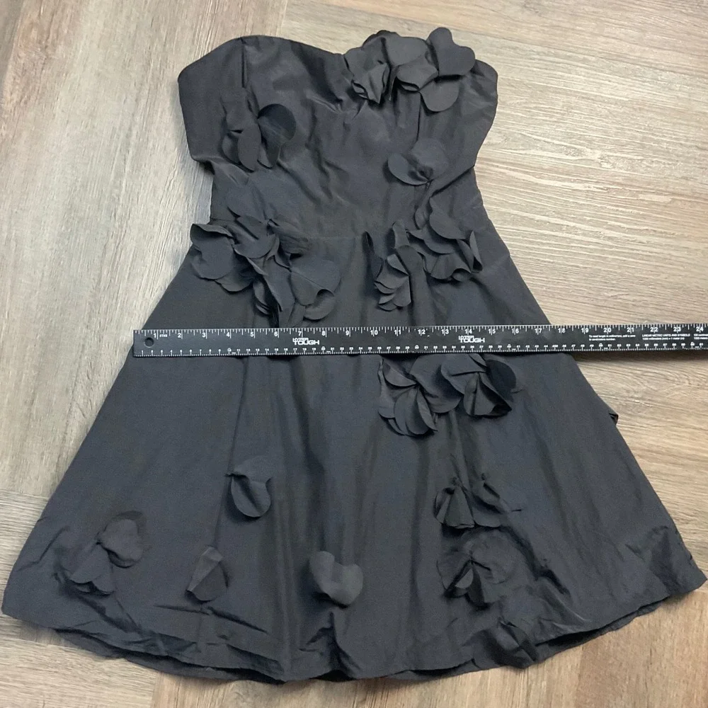 Bebe 3D Floral Fit and Flare Mini Dress Womens Small Black Coquette Dance Classy
